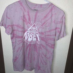 OBEY pink tie dye shirt size s